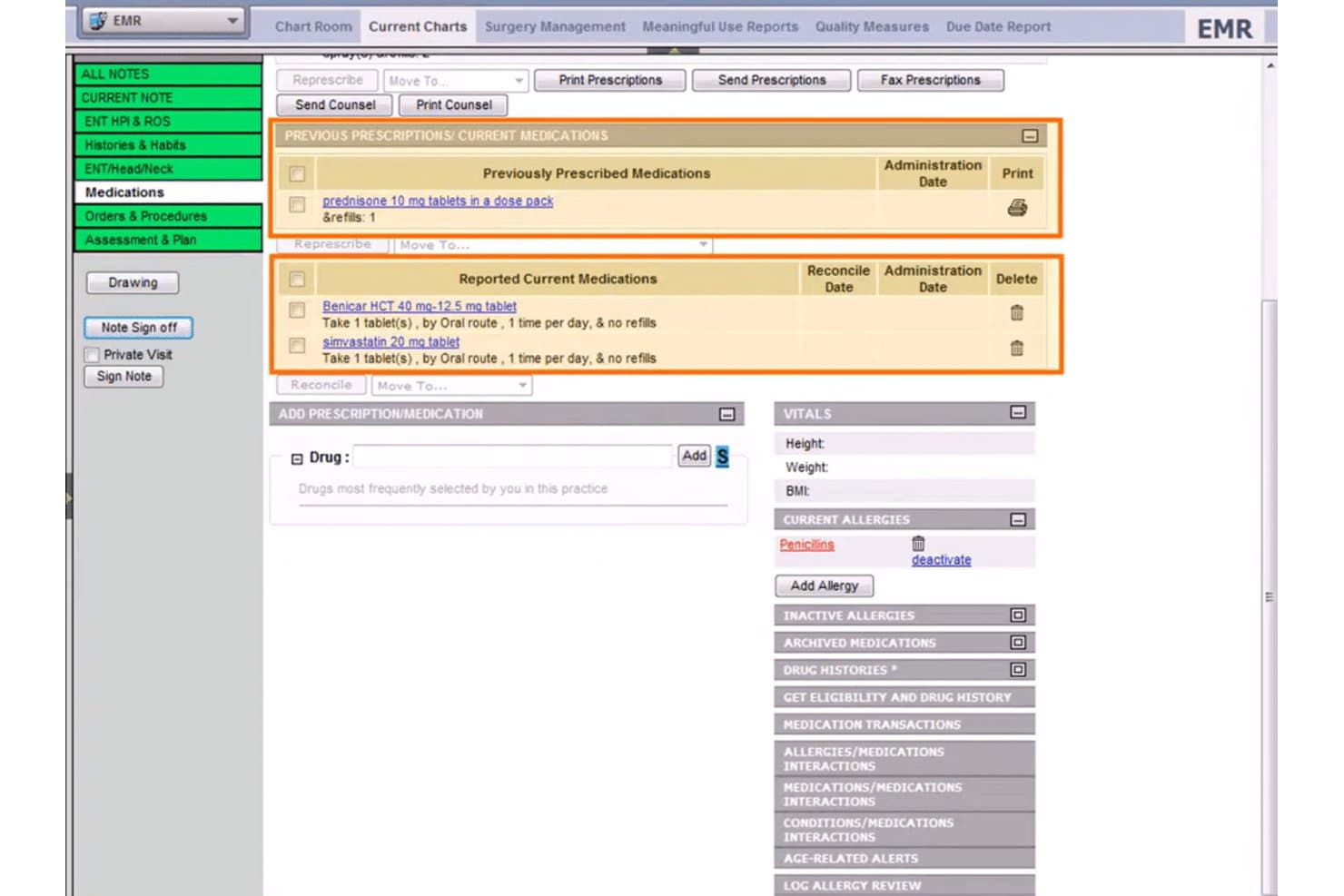 WRS Health EMR met medicatie en allergieën