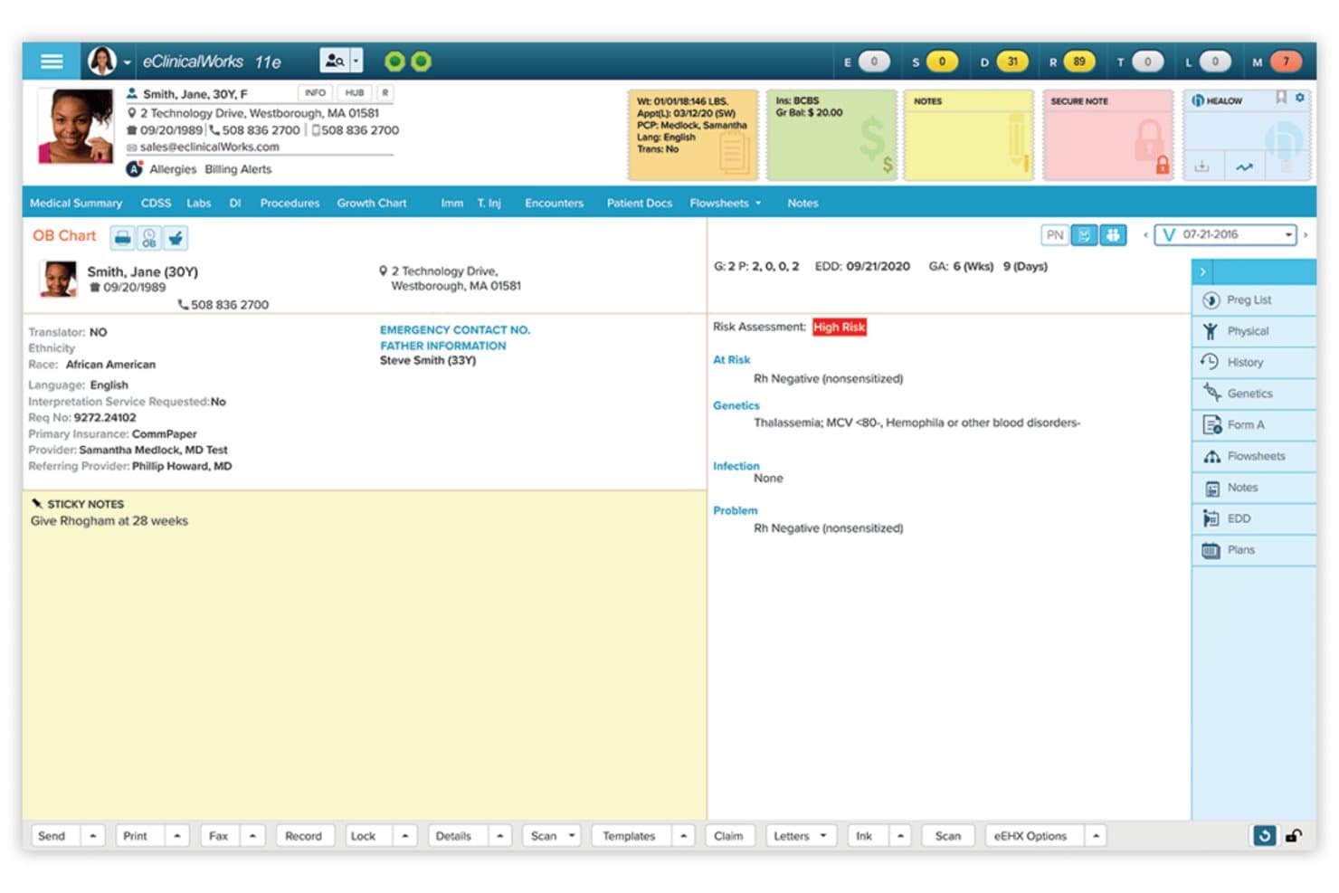 eClinicalWorks screenshot