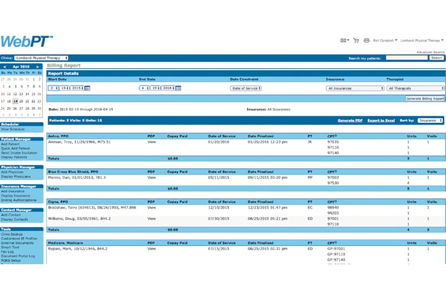 WebPT screenshot