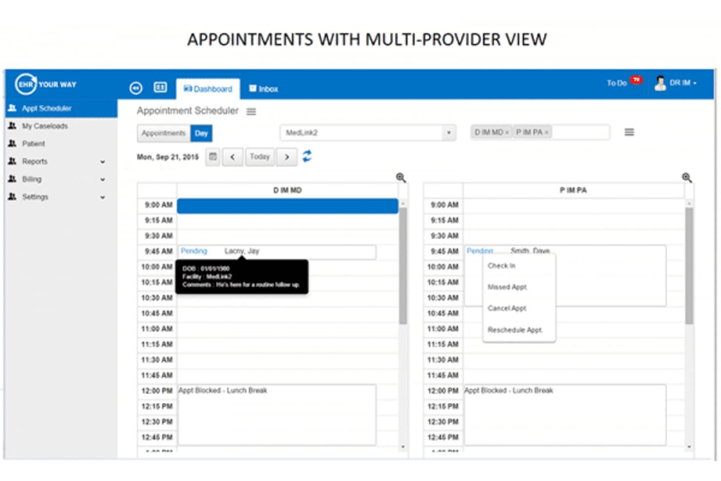 Afsprakenschema van EHR Your Way voor meerdere zorgverleners