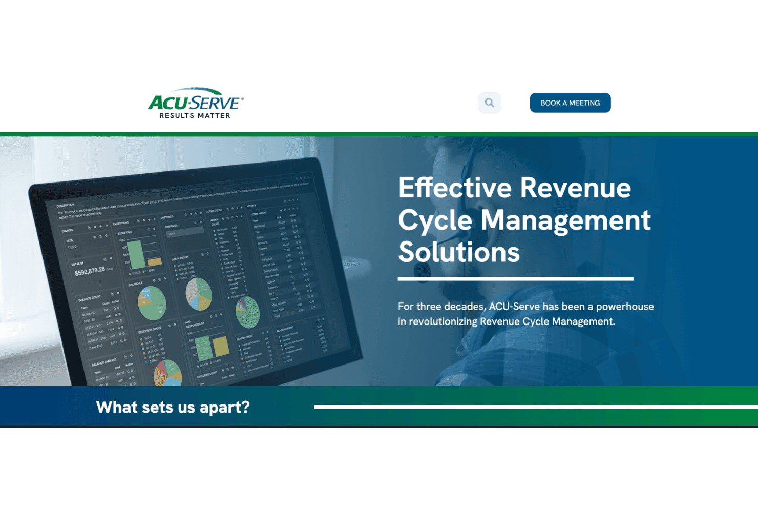 ACU-Serve versterkt HME/DME-declaraties, debiteurenbeheer, intake, afwijzingen en factureringsanalyses.