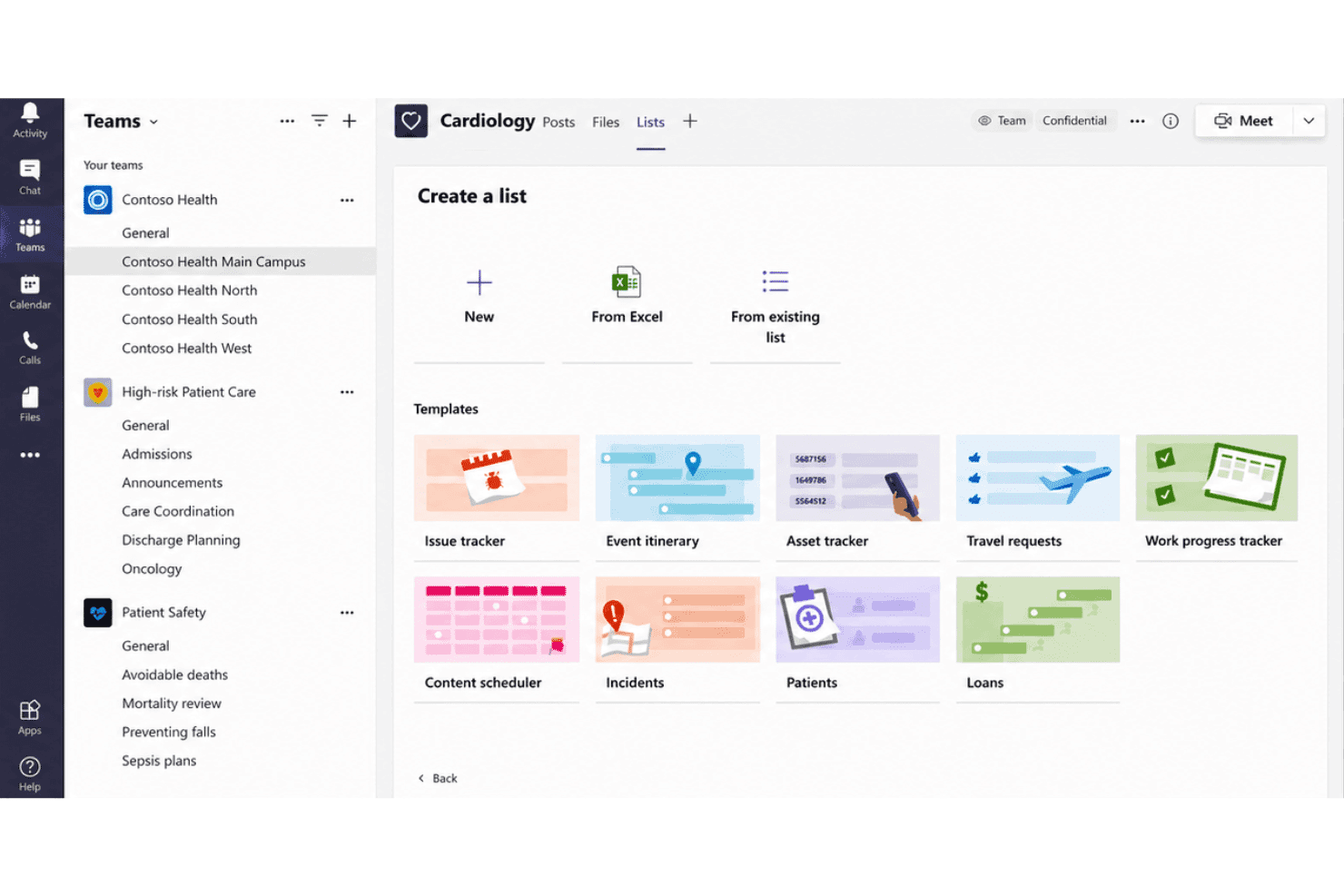 Microsoft Teams collega messaggistica, riunioni, file, pianificazione e cartelle cliniche elettroniche.