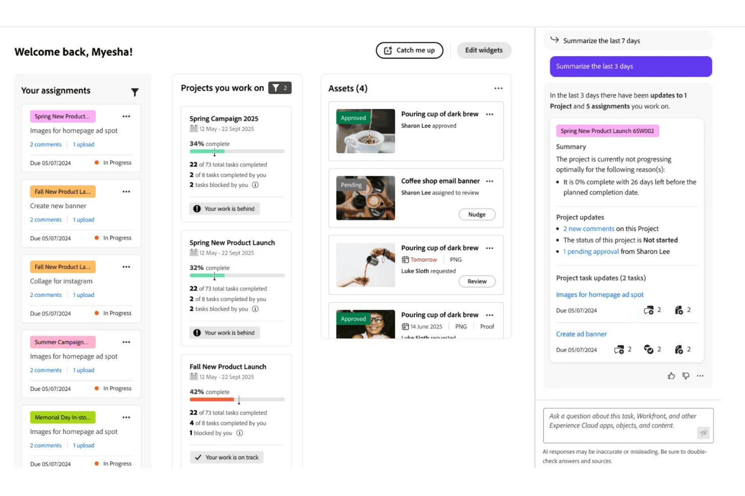 Adobe Workfront gestisce progetti, attività, risorse, approvazioni e flussi di lavoro.