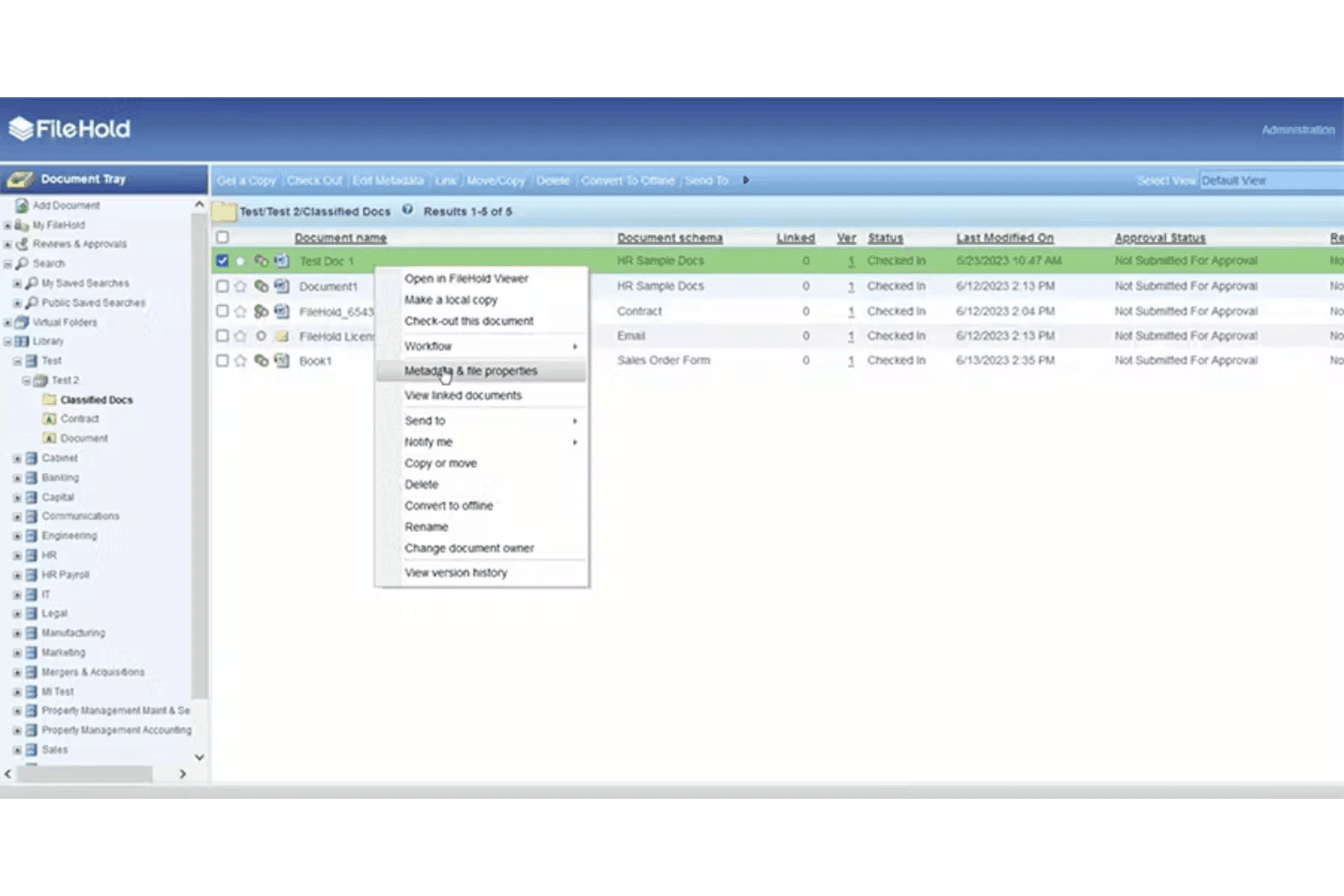 FileHold beheert klinische dossiers met veilige opslag, bewaartermijnen, toegangscontroles en goedkeuringsworkflows.