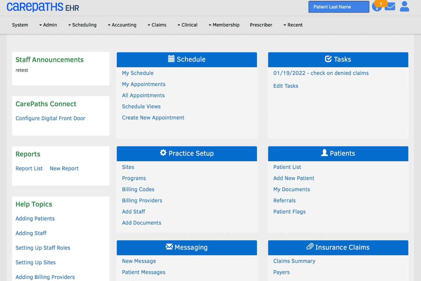 CarePaths EHR screenshot