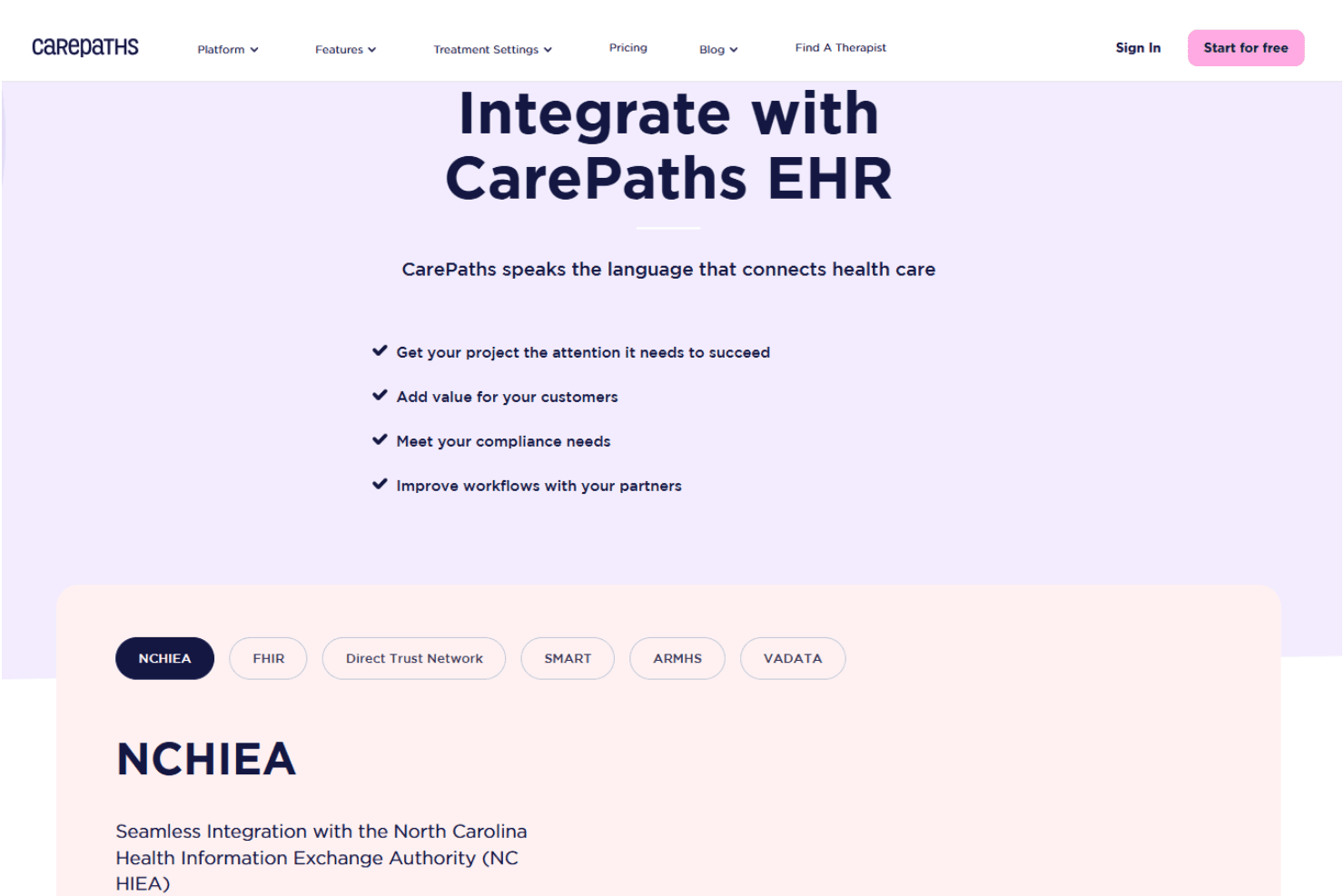 CarePaths EHR screenshot