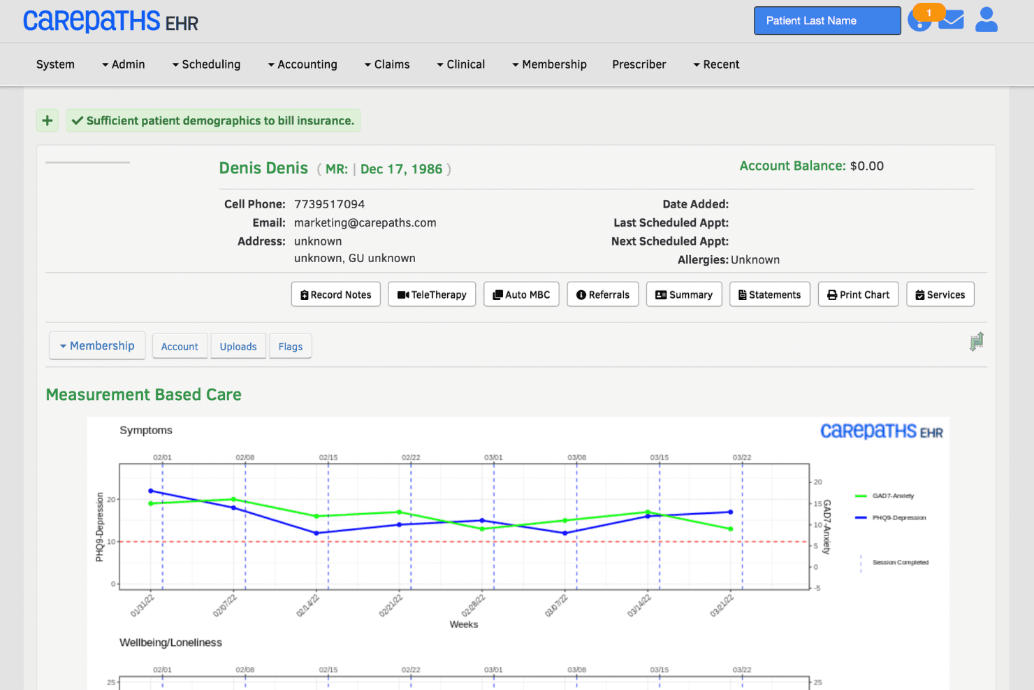 CarePaths EHR screenshot