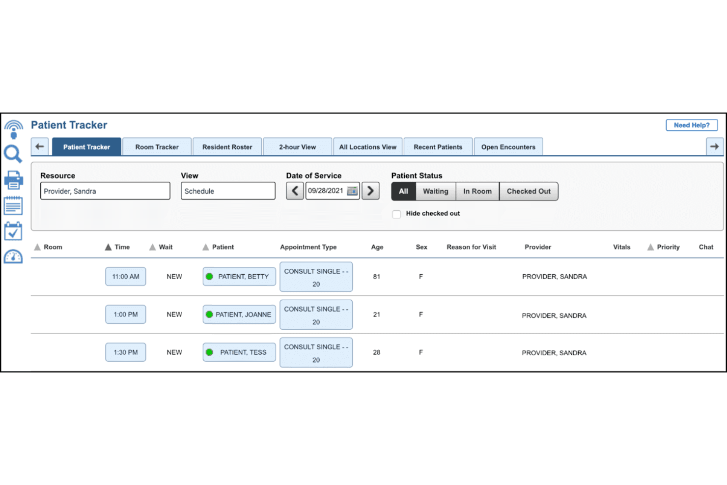NextGen EHR patient tracker dashboard