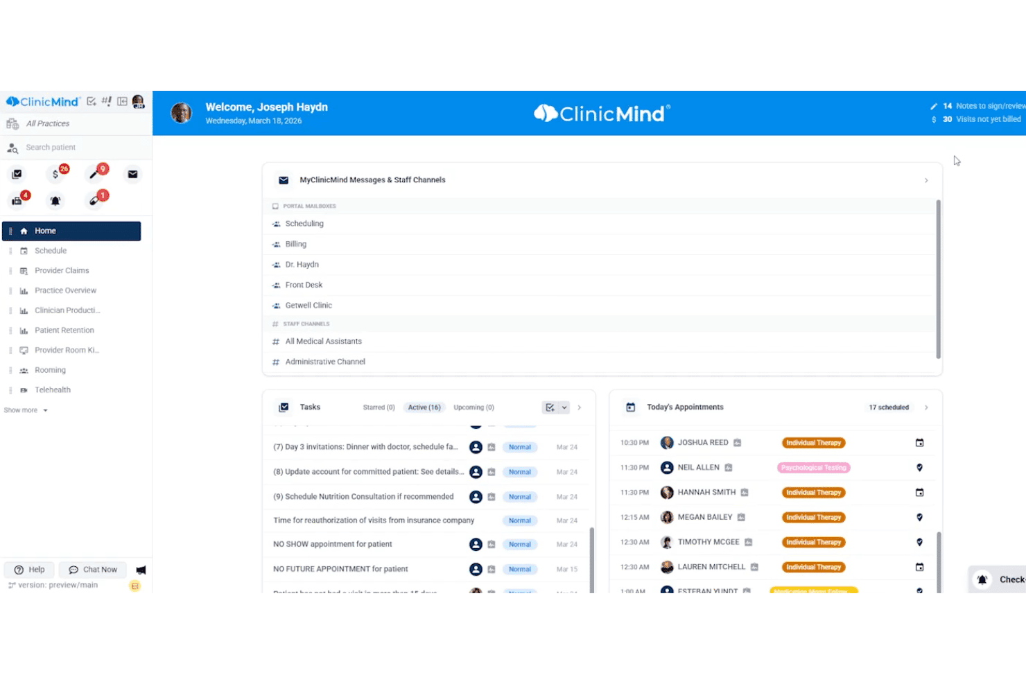 Genesis by ClinicMind is an all-in-one EHR automating documentation, scheduling, billing, and patient workflows.