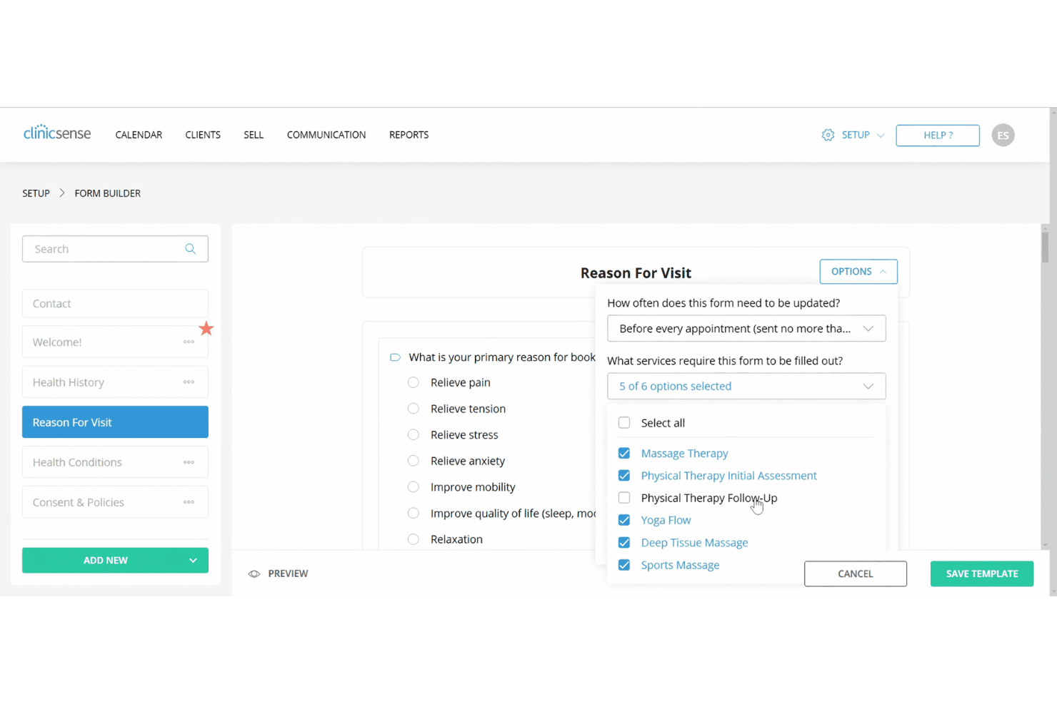 ClinicSense intake forms
