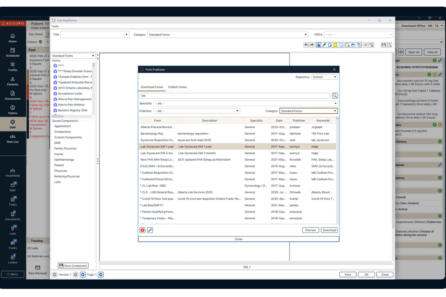 Accuro EMR customizable templates