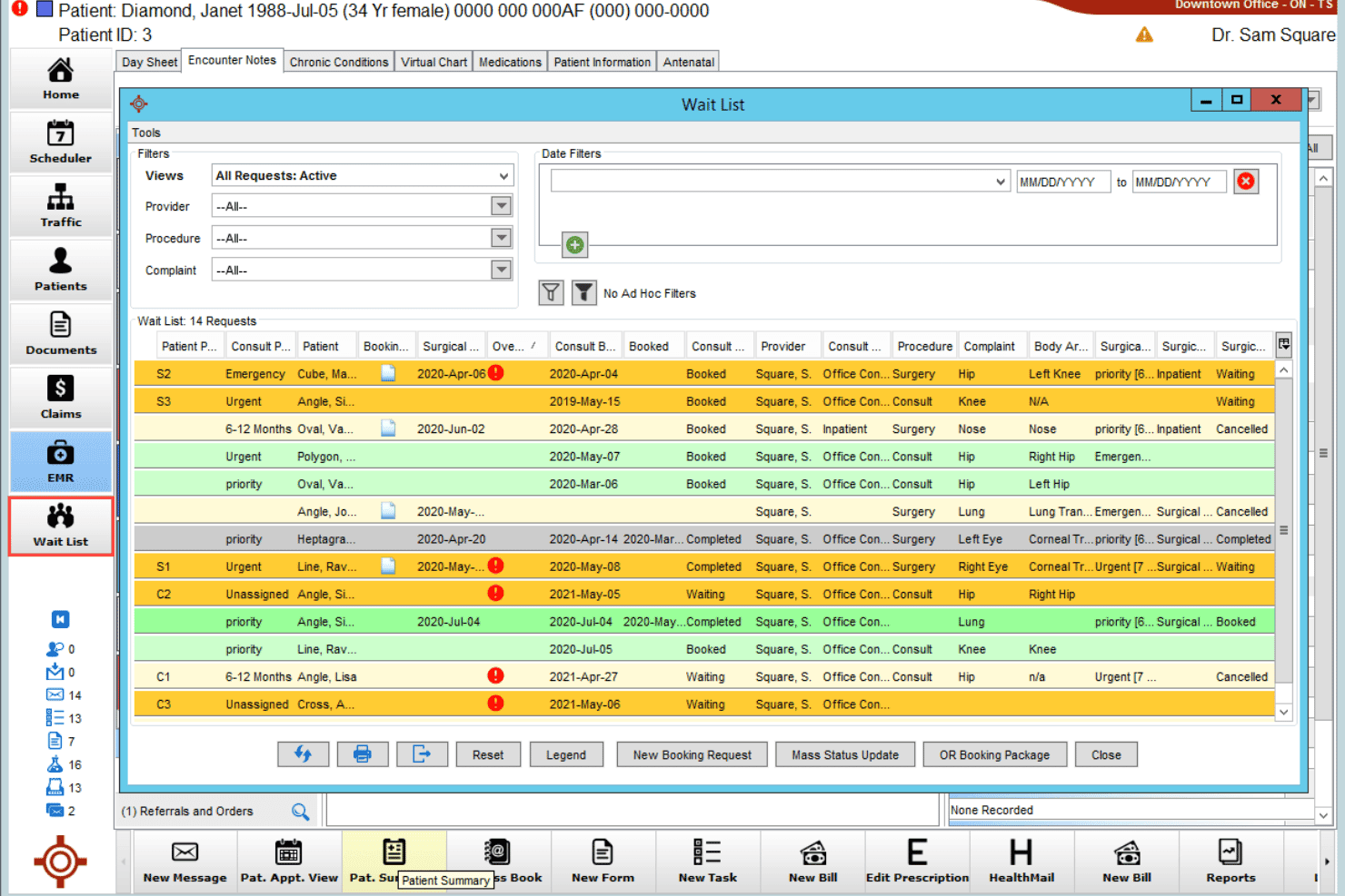 Accuro EMR dashboard