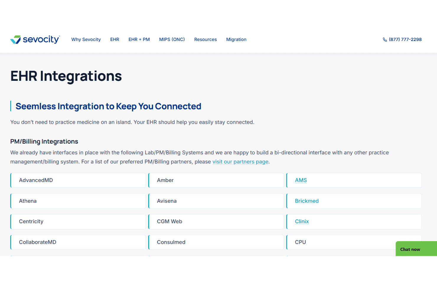 Sevocity integrations page