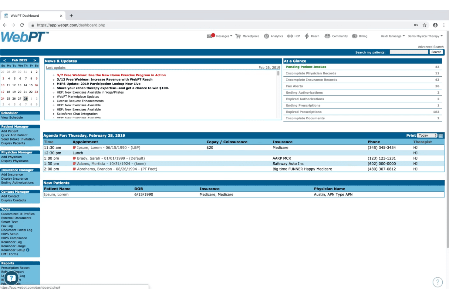 WebPT streamlines scheduling, billing, and EMR for therapy practices.