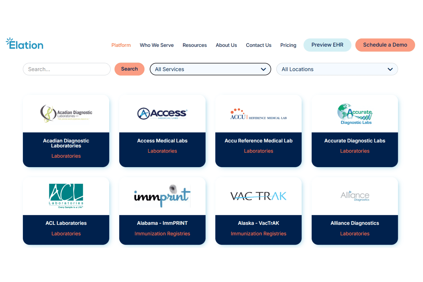 Elation Health integrations page
