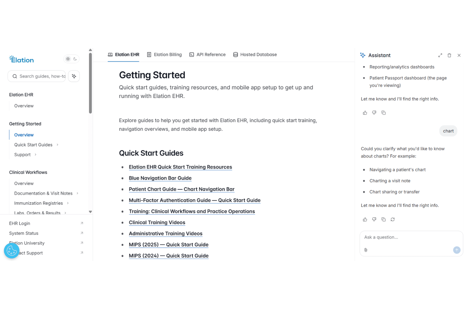 Elation Health help center with onboarding guides