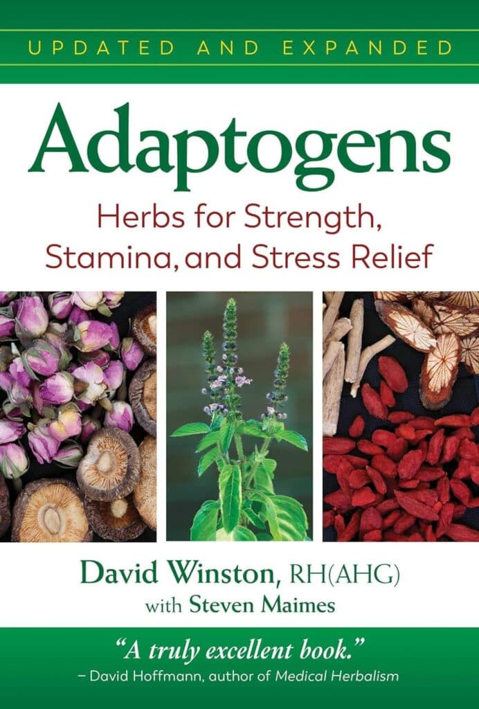 Foto de portada del libro de medicina holística titulado Adaptógenos: Hierbas para la fuerza, la resistencia y el alivio del estrés