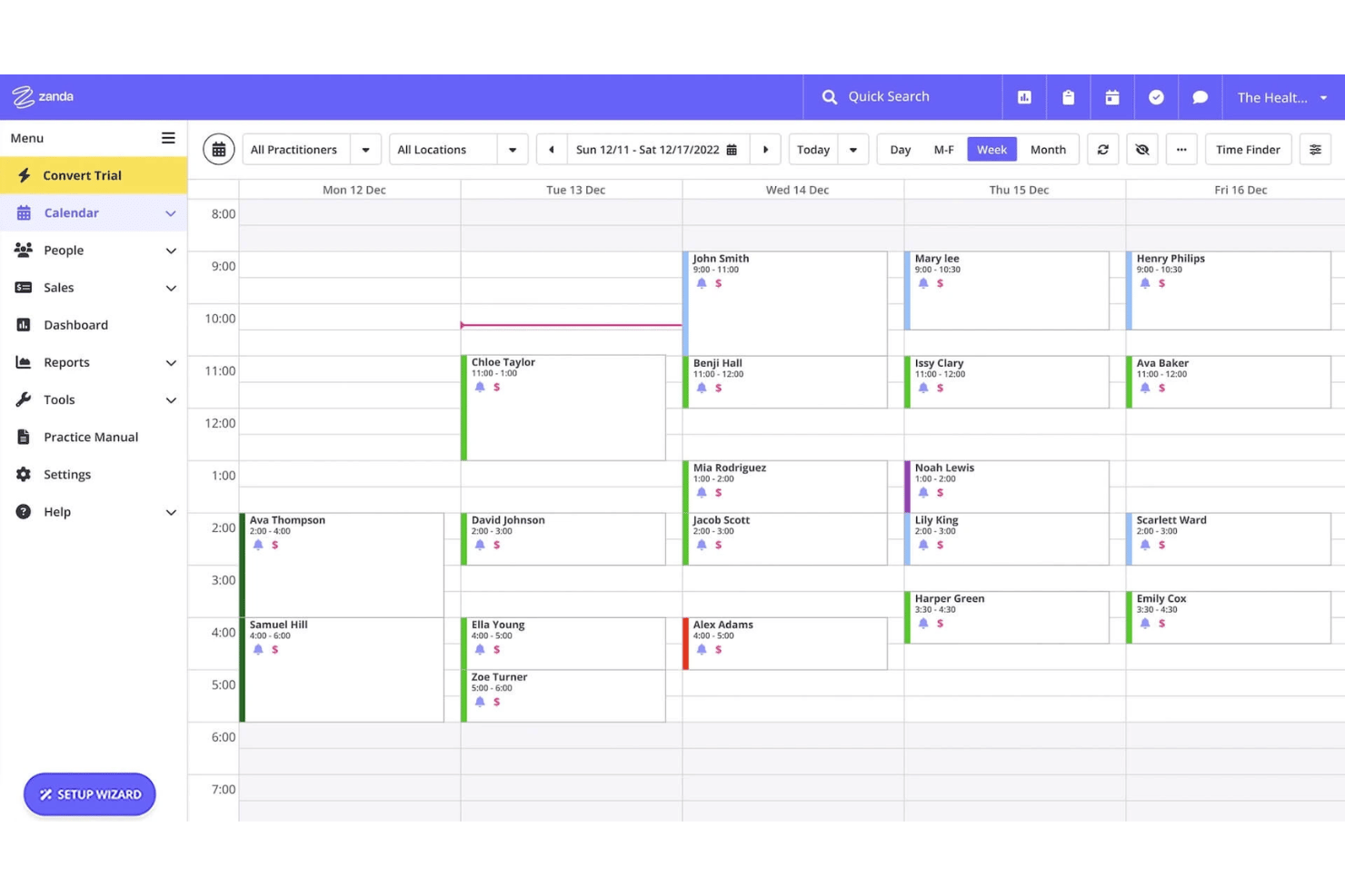 Zanda manages scheduling, billing, and client records for practices.