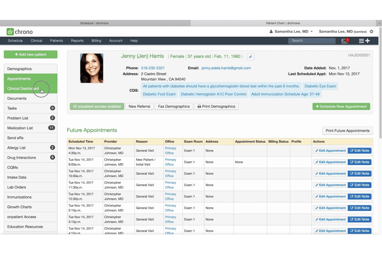 DrChrono streamlines scheduling, billing, and patient workflows.