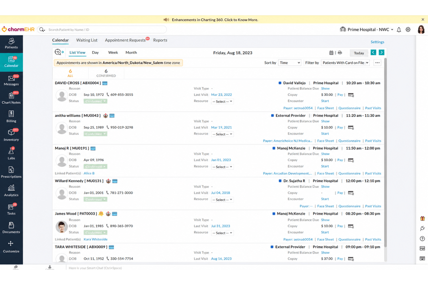 CharmHealth EHR manages records, scheduling, billing, and patient care workflows