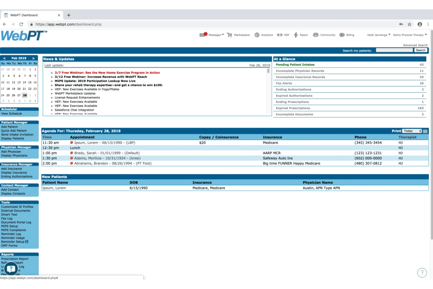 WebPT streamlines scheduling, billing, and EMR for therapy practices.