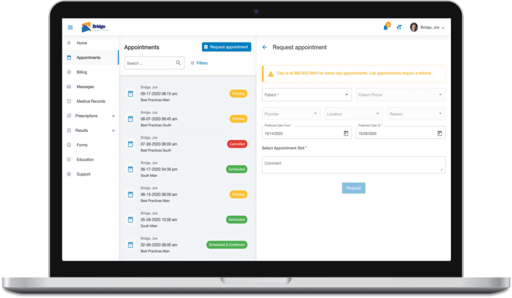Bridge screenshot - 10 beste Patientenportal-Software-Lösungen im Test 2026
