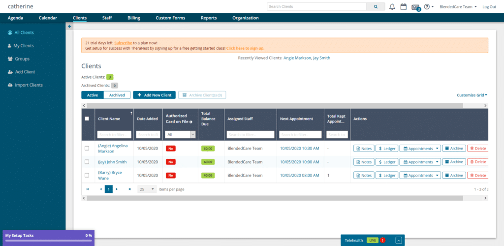 Ensora Health TheraNest screenshot - 10 beste Dienstplan-Softwares für medizinisches Personal 2026