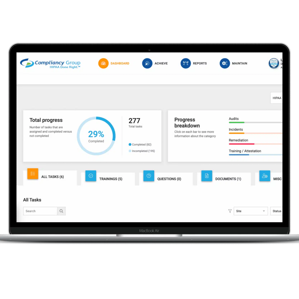 Compliancy Group screenshot - 10 Beste Software-Tools für das Risikomanagement im Gesundheitswesen 2026