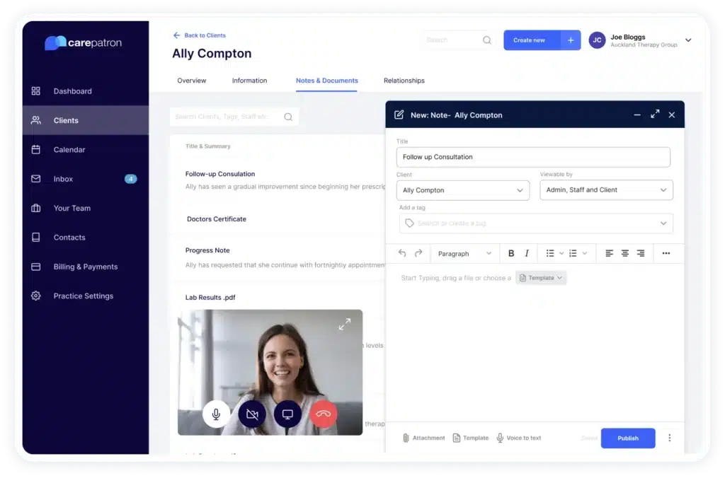 Carepatron screenshot - 10 beste Softwarelösungen für Patientenfallmanagement im Test für 2026