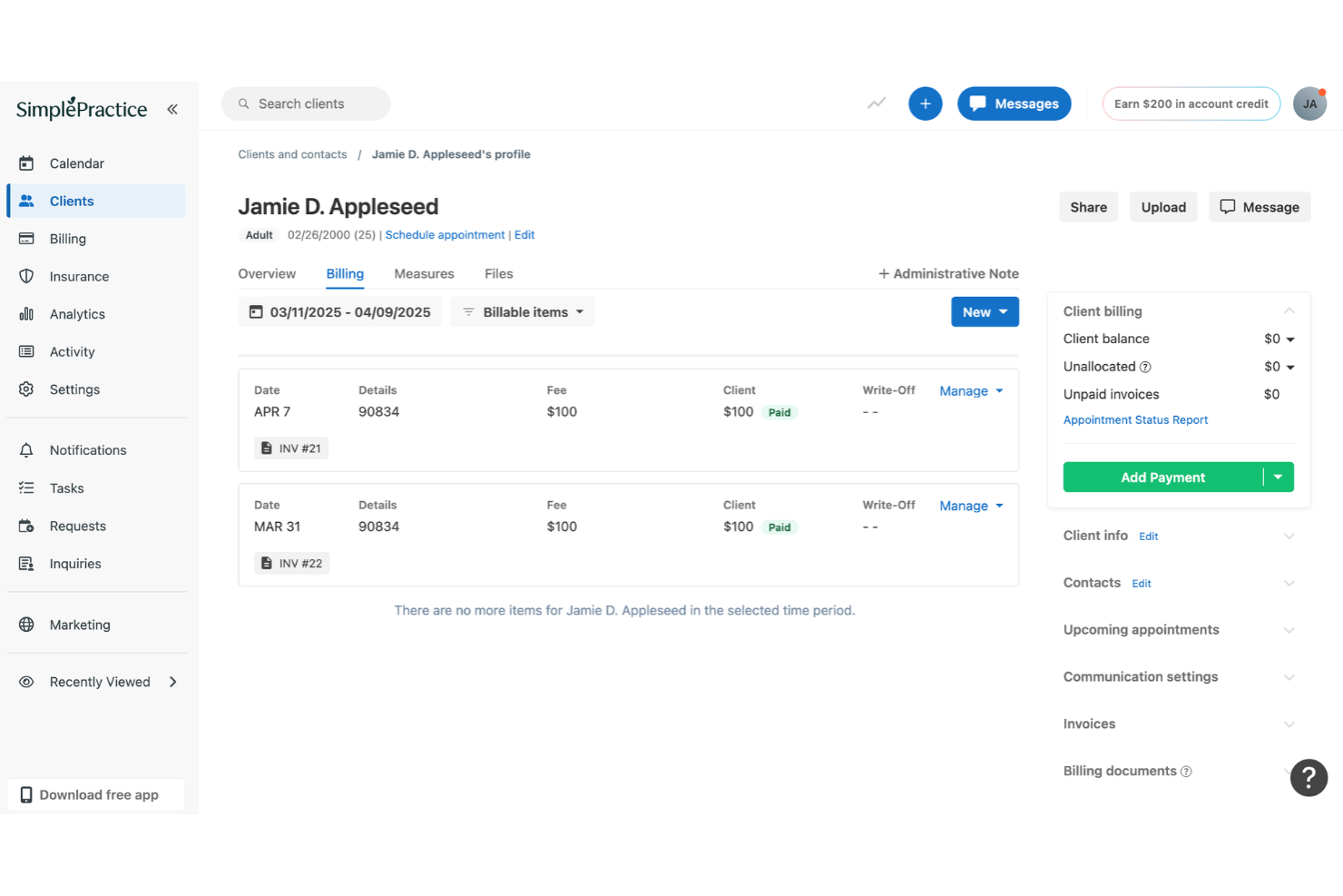 Simple Practice screenshot - 10 Beste HIPAA-konforme Abrechnungssoftware im Test 2026