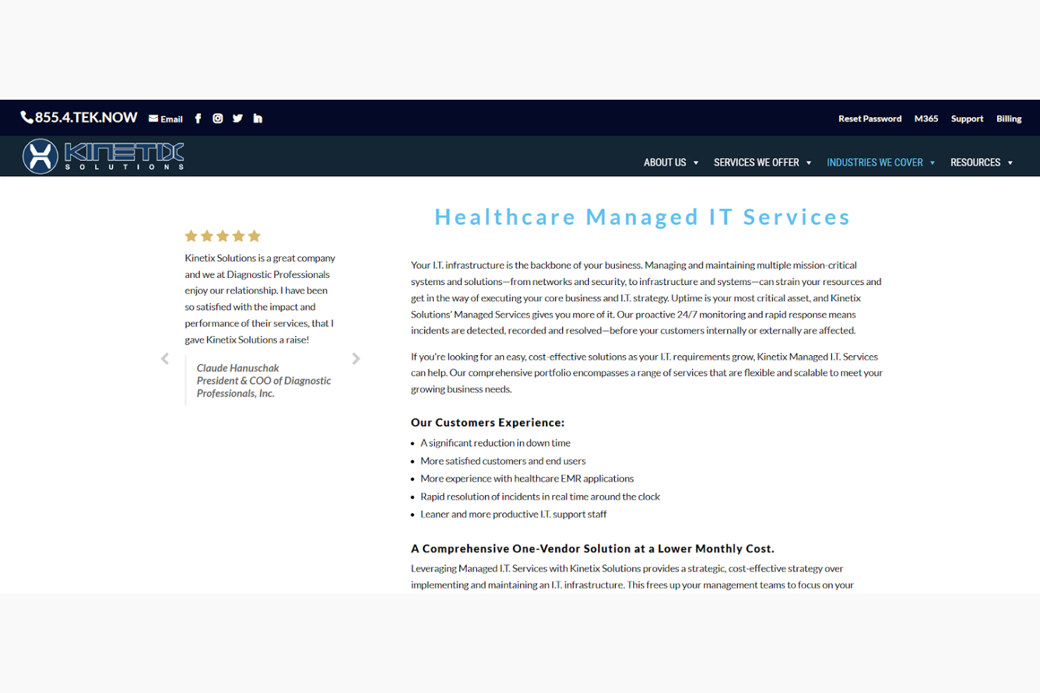 Kinetix Solutions screenshot - 10 Beste IT-Support-Anbieter für Arztpraxen im Test 2026