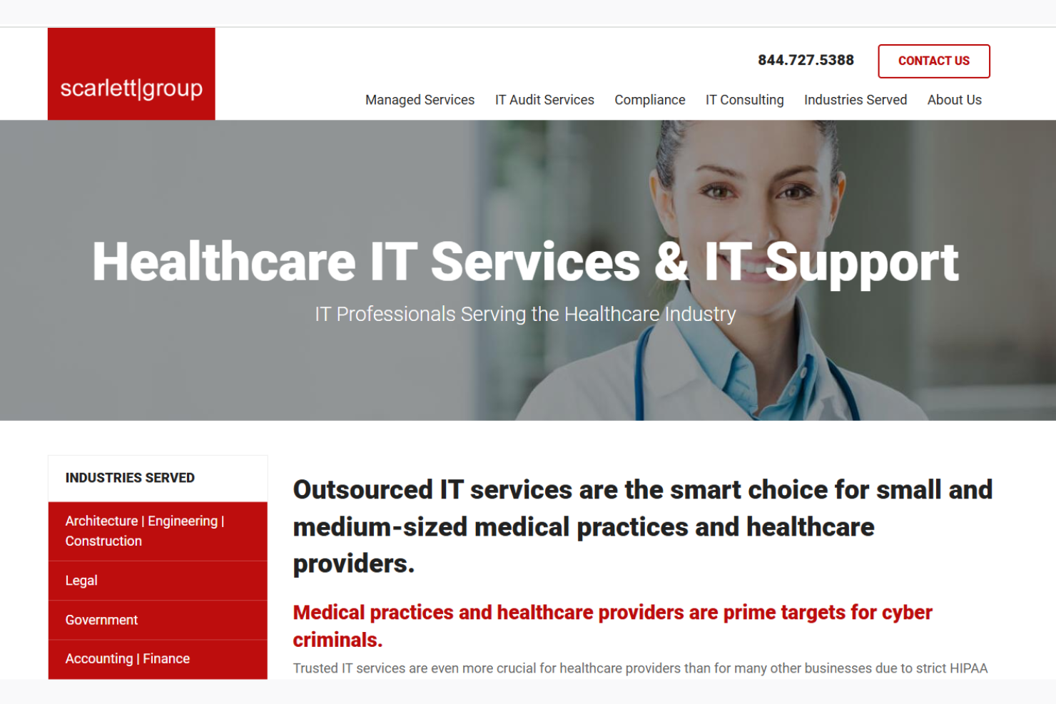 Scarlett Group screenshot - 10 meilleurs services de support informatique pour cabinets médicaux évalués en 2026