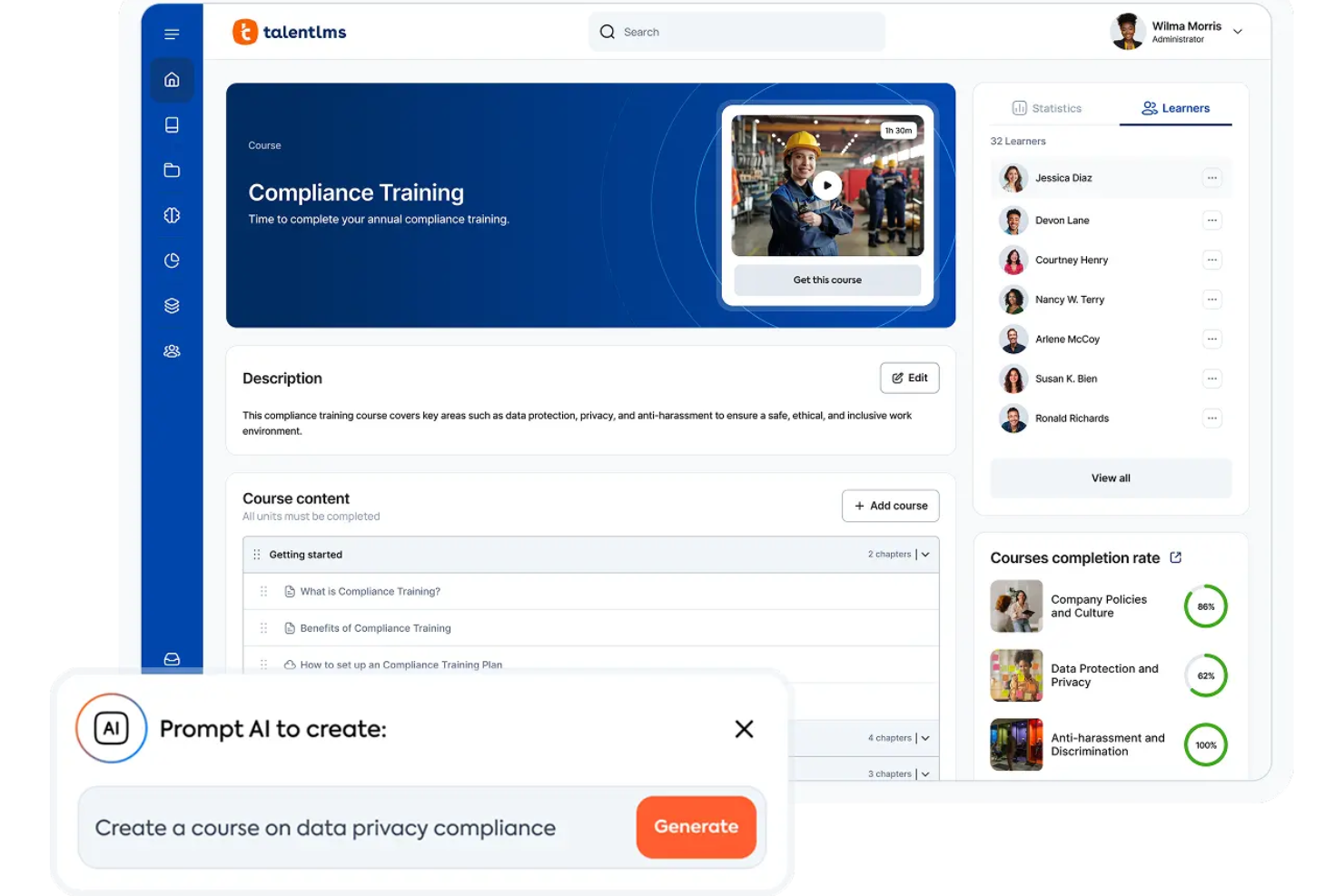 TalentLMS screenshot - 10 meilleurs LMS pour les soins de santé en 2026