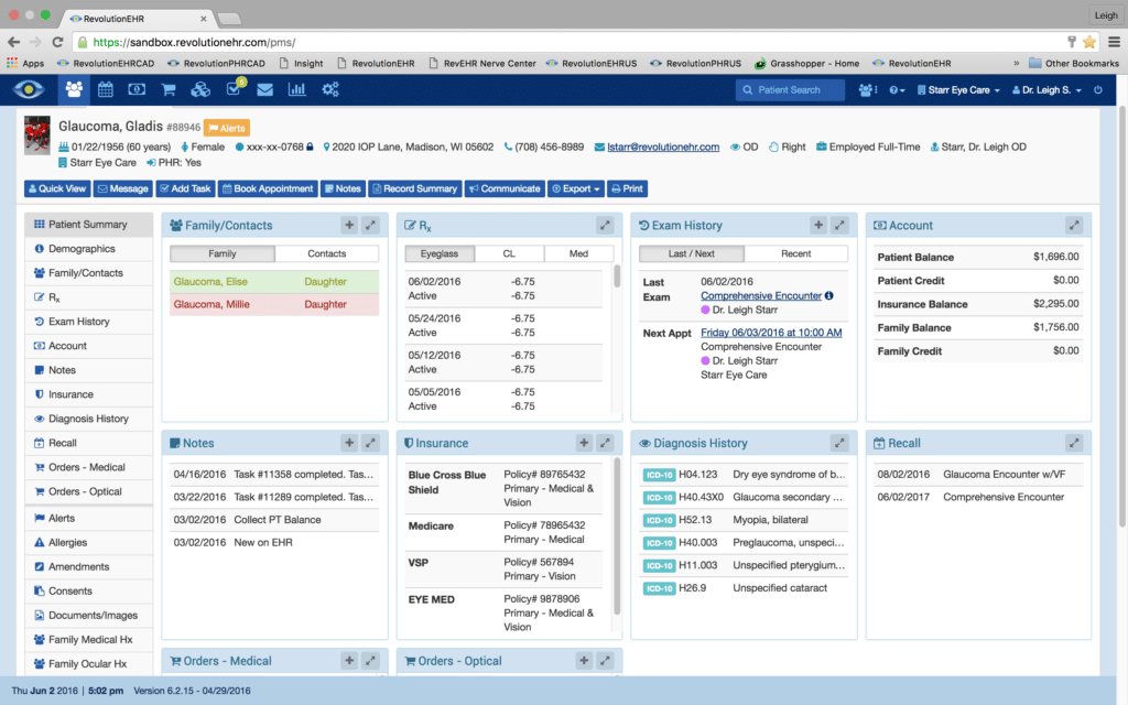 RevolutionEHR screenshot - 10 Meilleurs Logiciels d’Optométrie en 2026