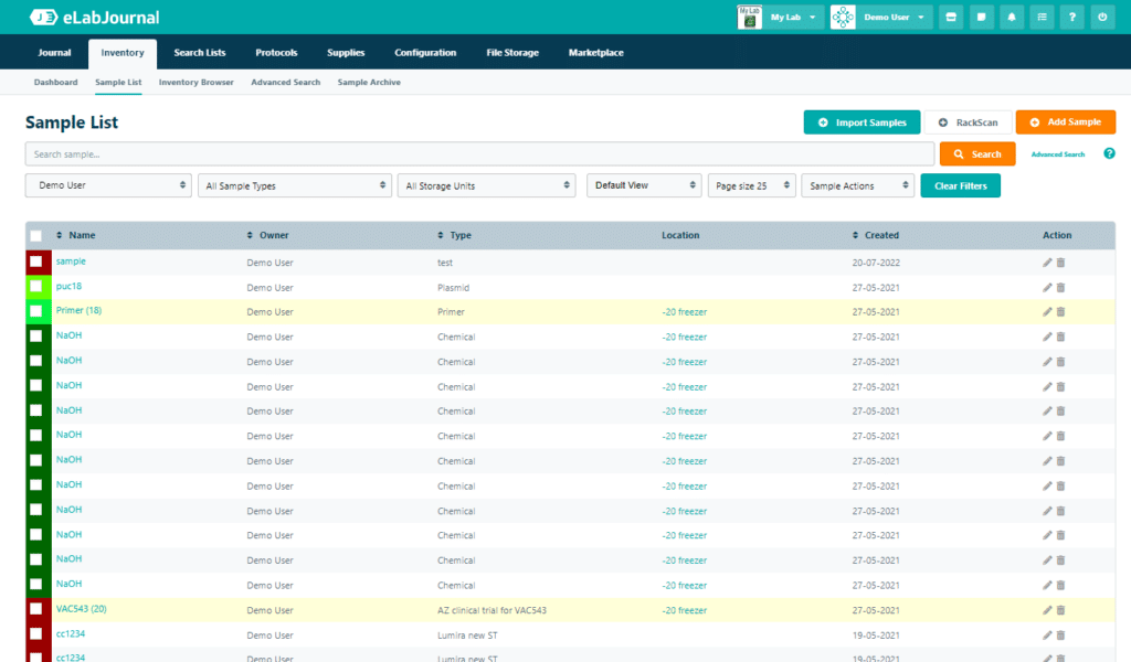 eLabInventory screenshot - 10 Beste Softwarelösungen für medizinisches Bestandsmanagement 2026
