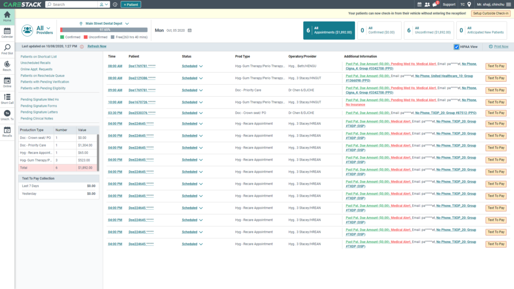 CareStack screenshot - 10 meilleurs logiciels de facturation dentaire passés en revue pour 2026