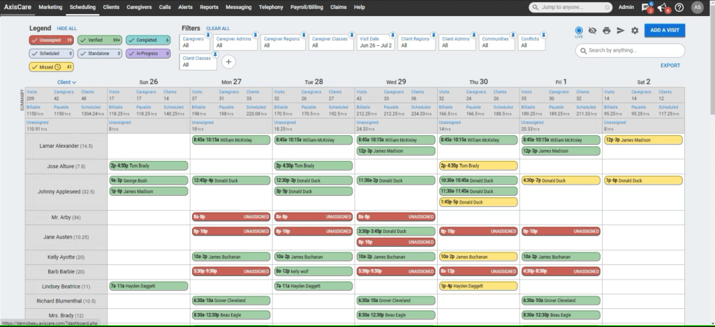 AxisCare screenshot - Les 10 meilleurs logiciels de soins palliatifs passés en revue en 2026