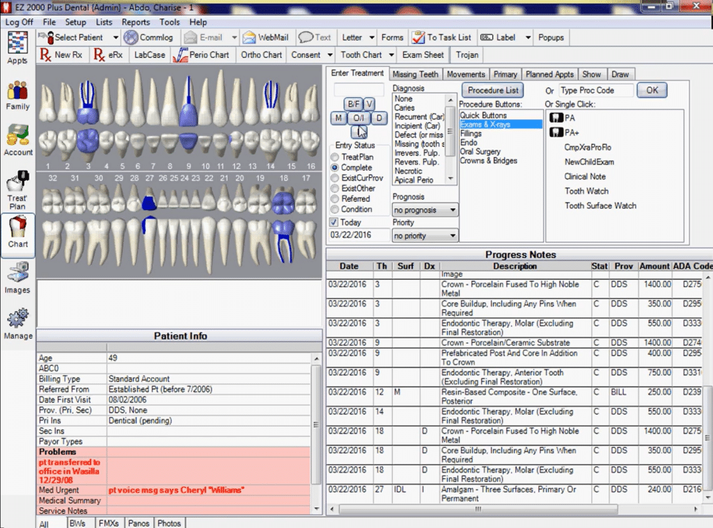 EZ 2000 Dental Software screenshot - 10 meilleurs logiciels de facturation dentaire passés en revue pour 2026