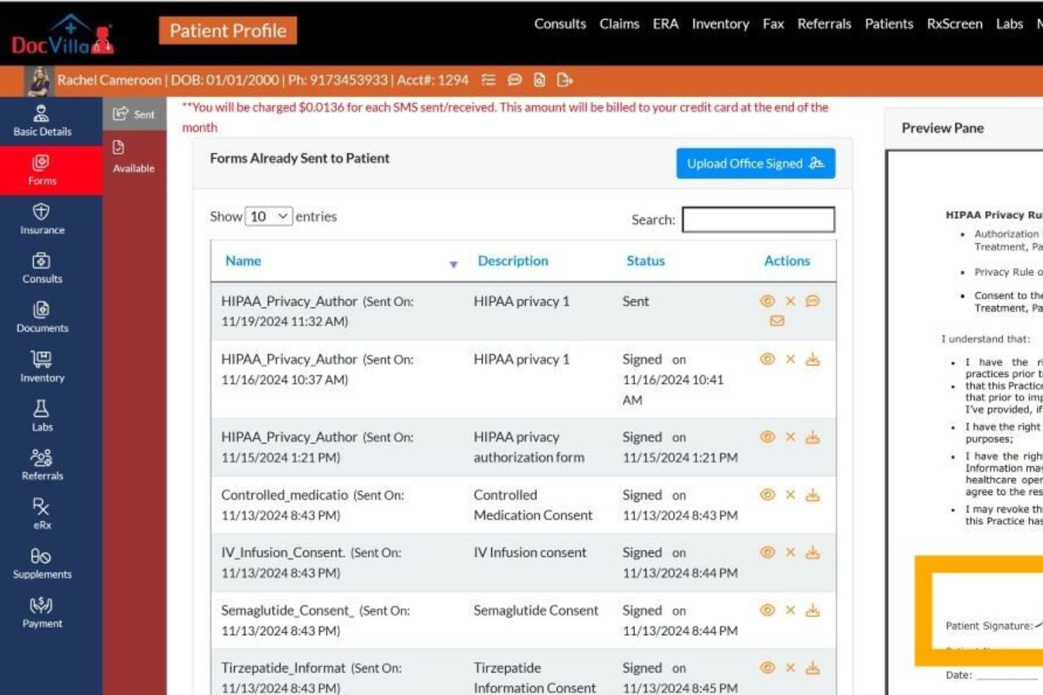 DocVilla screenshot - Meilleurs Dossiers Médicaux Informatisés pour la Psychiatrie en 2026