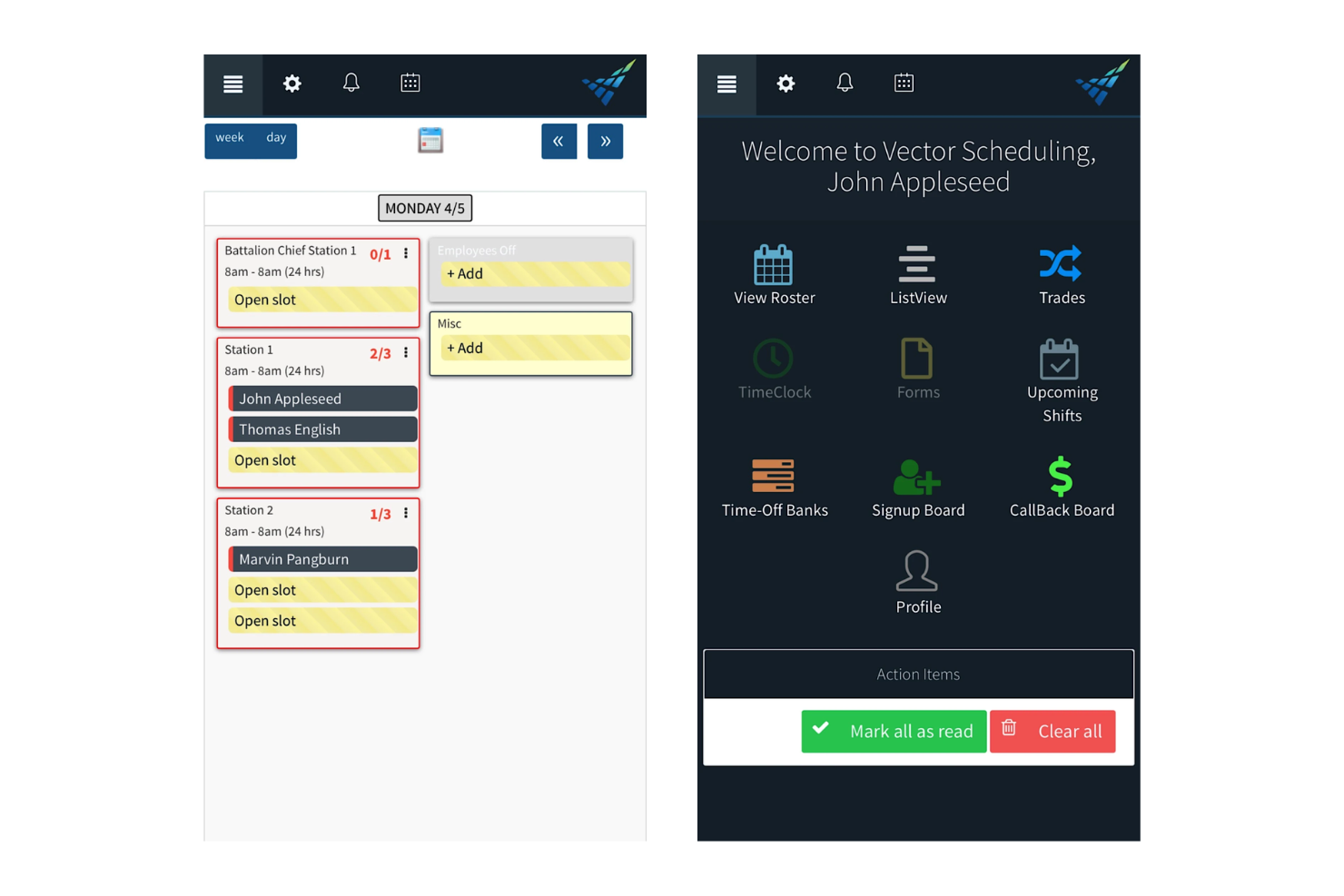 Vector Scheduling screenshot - 10 Migliori software di pianificazione EMS nel 2026