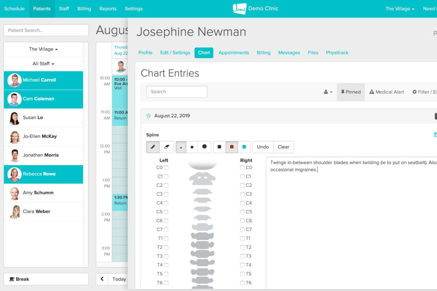 Jane screenshot - 7 Migliori Soluzioni Software per Chiropratici Recensite per il 2026