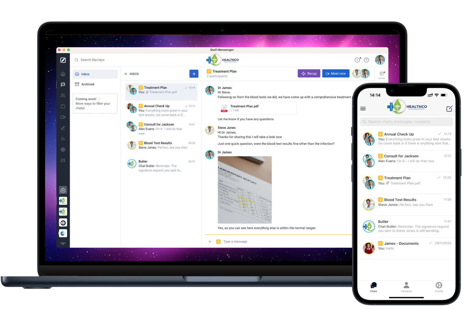 Qwil Messenger screenshot - 10 programas de mensajería compatibles con HIPAA para 2026