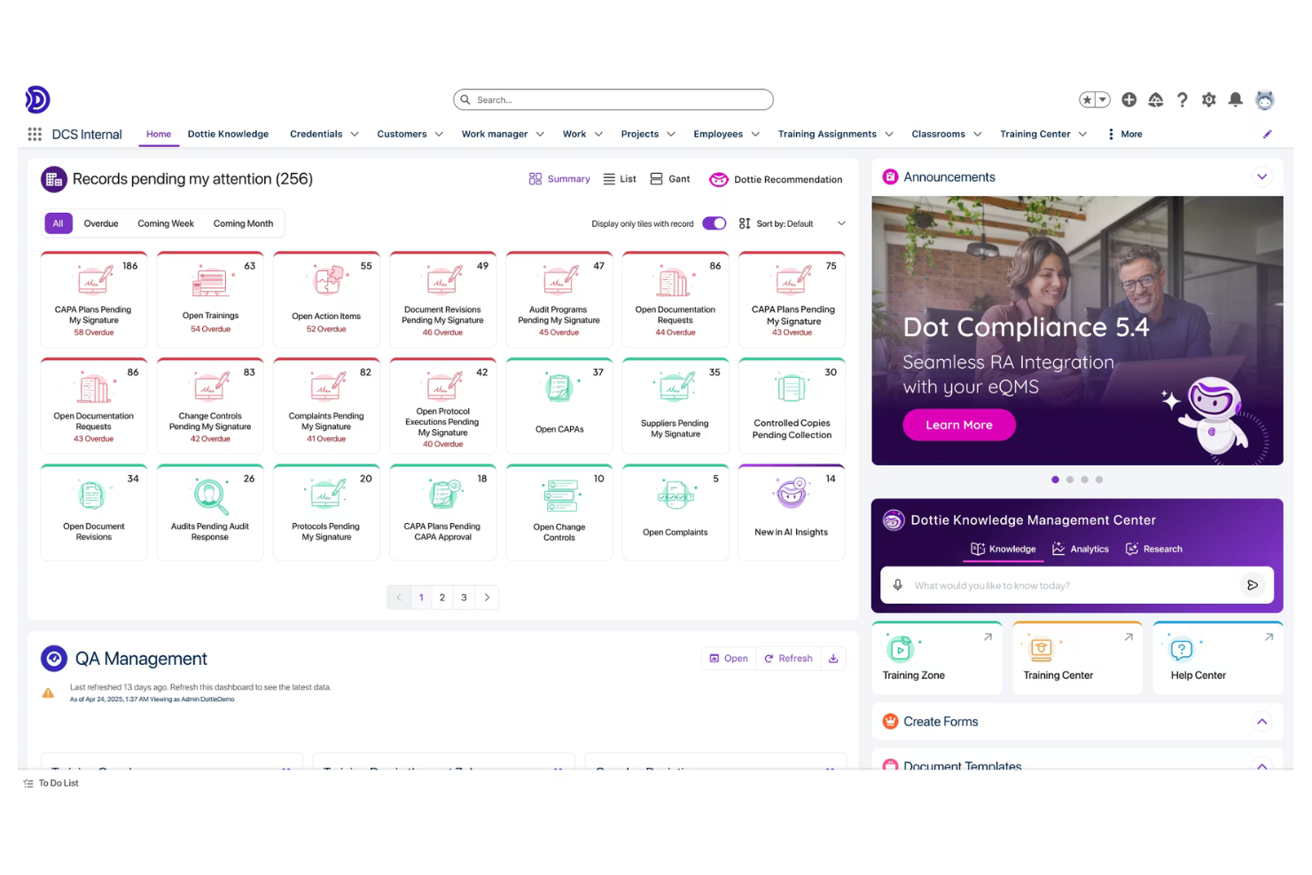 Dot Compliance screenshot - 10 Mejores Software de Gestión de Calidad para Dispositivos Médicos de 2026
