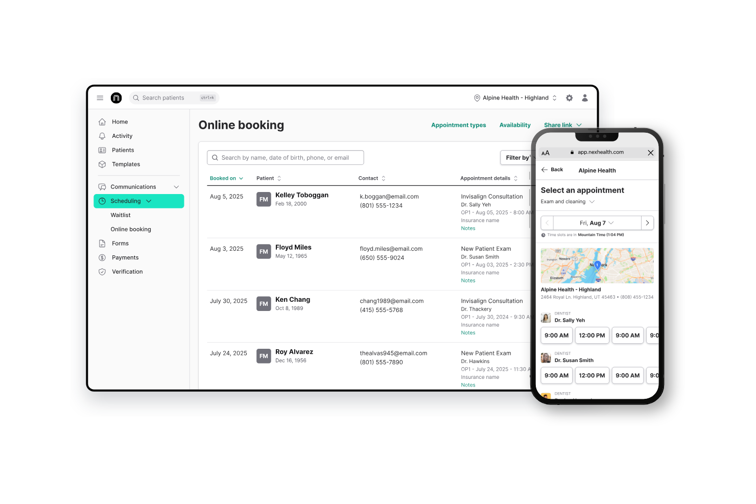 NexHealth screenshot - 1 Mejores Software de Programación Compatibles con HIPAA para (2026)