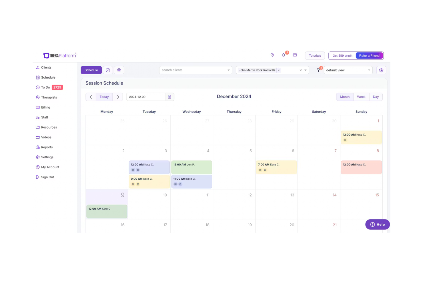 TheraPlatform screenshot - 10 migliori soluzioni software di prenotazione conformi HIPAA per (2026)