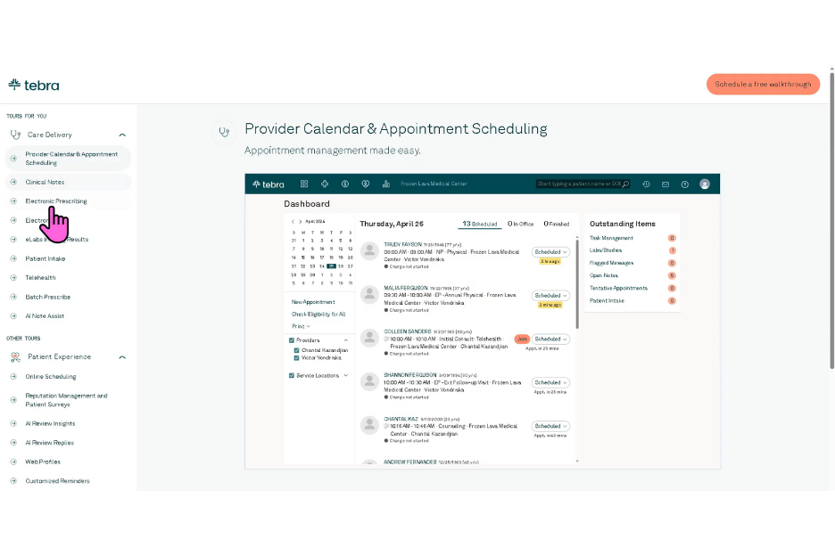 Tebra screenshot - 10 Mejores Programas de Contabilidad Compatibles con HIPAA para 2026