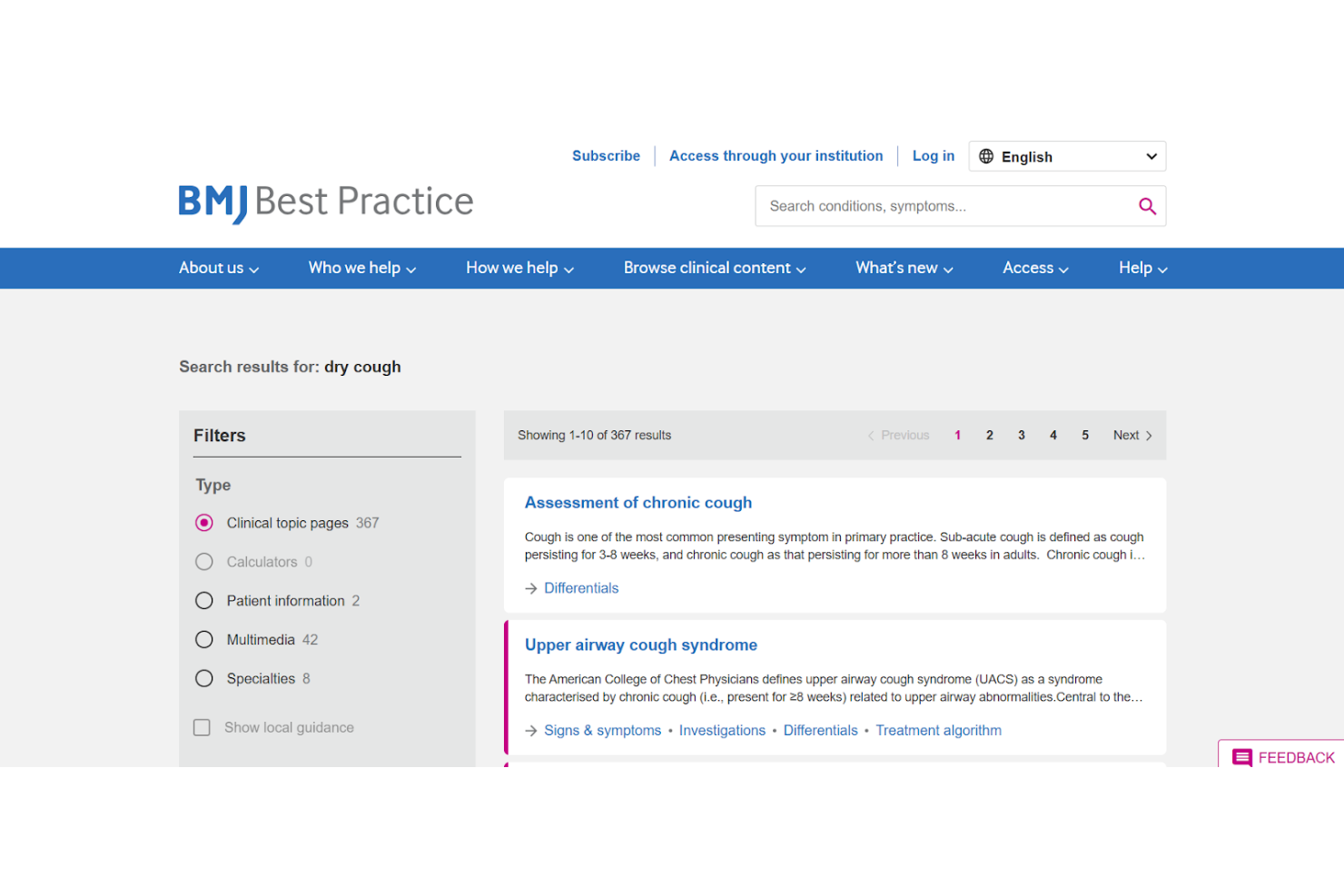 BMJ Best Practice screenshot - 10 mejores sistemas de apoyo a la decisión clínica evaluados en 2026