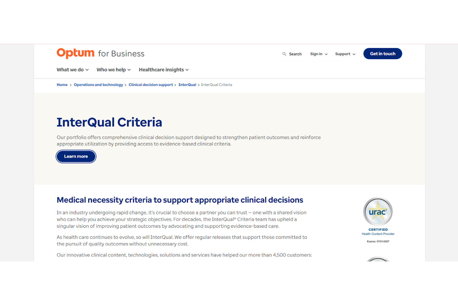InterQual Criteria by Optum screenshot - 10 migliori sistemi di supporto decisionale clinico recensiti nel 2026