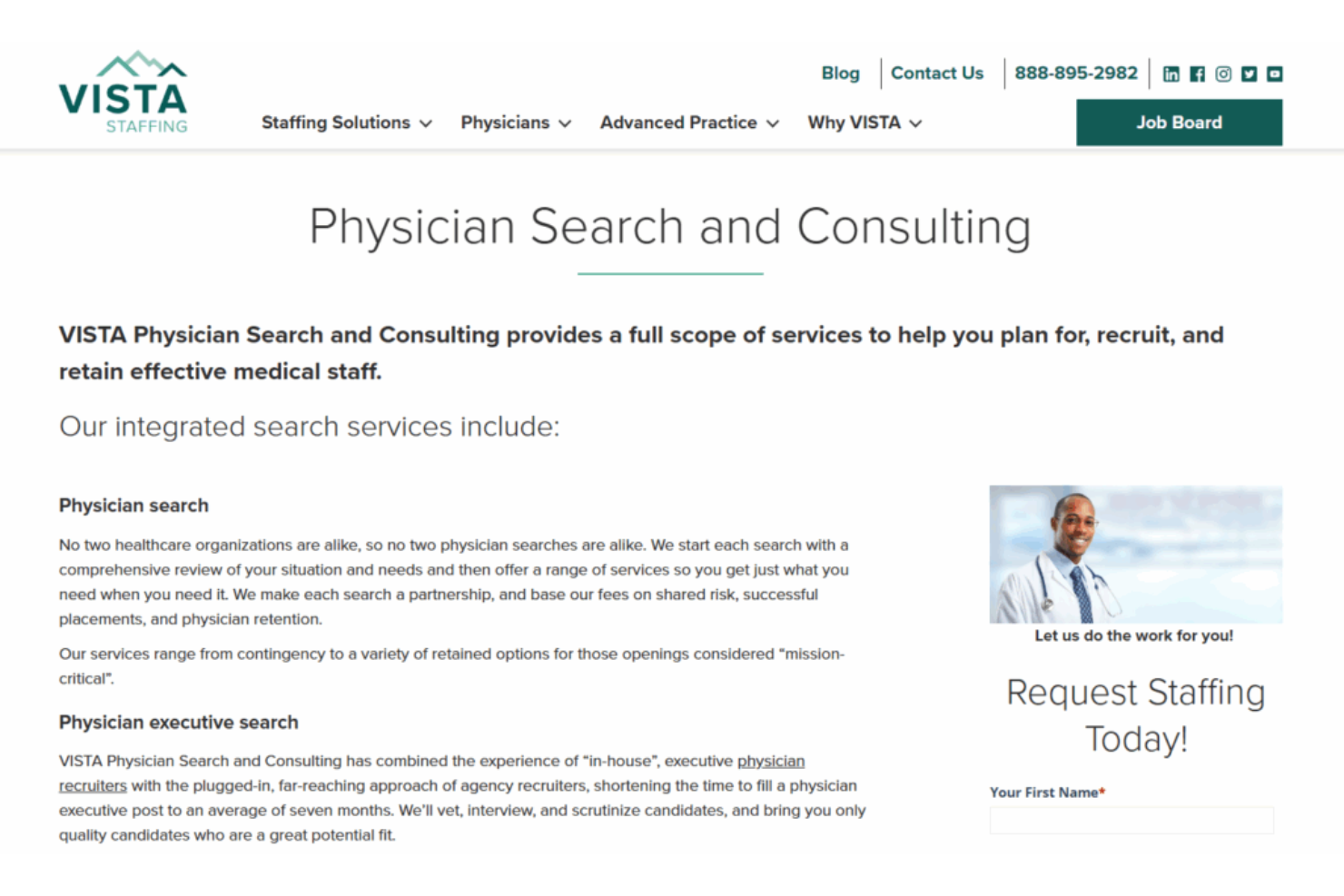 VISTA Staffing screenshot - 10 Migliori Agenzie di Reclutamento Medici Recensite nel 2026