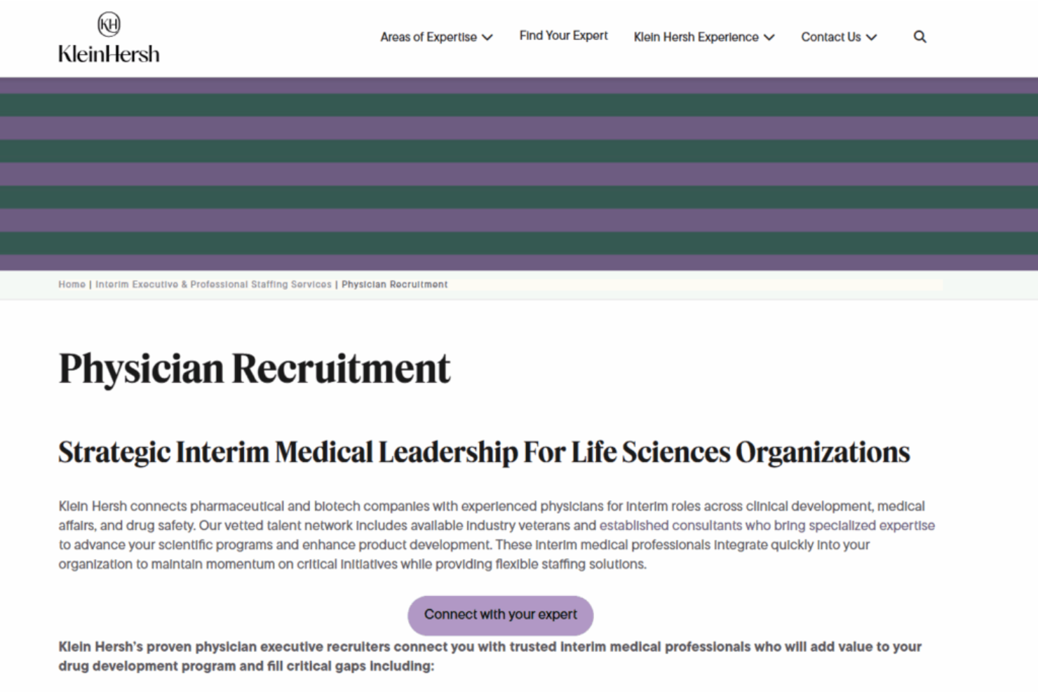 Klein Hersh screenshot - 10 Migliori Agenzie di Reclutamento Medici Recensite nel 2026